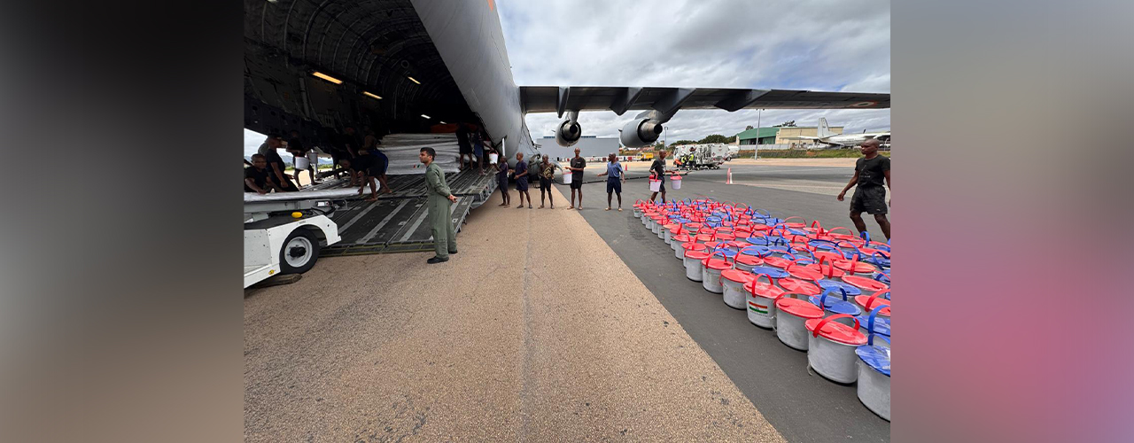 An Indian Air Force C-17 aircraft carrying 12 tonnes of medical aid and 18 tonnes of disaster relief material landed in Antananarivo